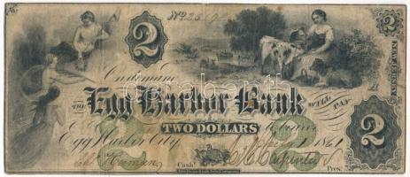 Amerikai Egyesült Államok 1861. 2$ Barber Bank - New Jersey, Egg Harbor City T:F,VG / USA 1861. 2 Dollars Barber Bank - New Jersey, Egg Harbor City C:F,VG