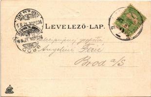 1903 Nagykanizsa, Fő tér. Ifj. Wajdits József kiadása, fecskés dombornyomott keret. Art Nouveau Emb....
