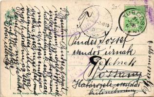 1912 Turdossin, Turdos, Tvrdosín; községháza, Millenium emlékoszlop, Donner szálló, Erdész lak. Feit...