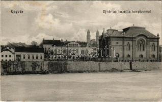 1915 Ungvár, Uzshorod, Uzhhorod, Uzhorod; Új tér az izraelita templommal, zsinagóga / square, synagogue (Rb)