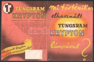 cca 1940 Tungsram Krypton, illusztrált reklám prospektus. Geo jelzéssel (Adler György - Georg grafikája?) 19,5×30,5 cm.