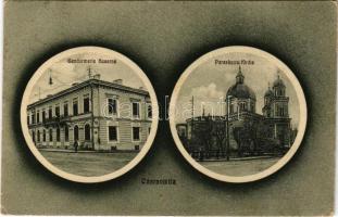 1915 Chernivtsi, Czernowitz, Cernauti, Csernyivci (Bukovina, Bucovina, Bukowina); Gendarmerie Kaserne, Paraskewe Kirche / K.u.K. military gendarme barracks, Orthodox church. Verlag D. Gross (EK)