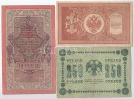 Orosz Birodalom 1898. 1R + 1909. 10R + Szocialista Szövetségi Szovjet Köztársaság 1918. 250R T:F
Ru...