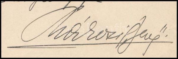 1912 Rákosi Jenő (1842-1929) író, újságíró, a Budapesti Hírlap szerkesztőjének (1881-1925) autográf ...