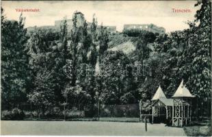 Trencsén, Trencín; várpark részlete. Weisz Náthán kiadása / castle park