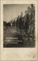 Krusevac, Kruschevac; v Krusevaci po obsazeni rakouskym vojskem / WWI Austro-Hungarian K.u.K. military, Serbs executed by hanging after the occupation, public execution of alleged Serbian guerrillas by Austro-Hungarian troops. photo (fl)