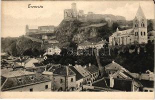 Trencsén, Trencín; vár és templom. Szold E. kiadása / castle and church