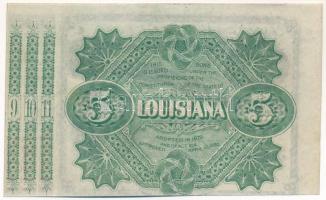 Amerikai Egyesült Államok / Louisiana ~1880. Louisiana Állam Kötvénye 5$ értékben, szelvényekkel T:A...