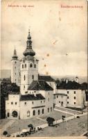 1908 Besztercebánya, Banská Bystrica; Mátyás király tér a régi várral. Ivánszky Elek kiadása / square and castle (fl)