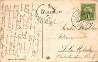 1908 Besztercebánya, Banská Bystrica; Mátyás király tér a régi várral. Ivánszky Elek kiadása / squar...