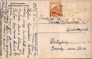 1928 Besztercebánya, Banská Bystrica; Mátyás király tér a várral / square and castle (fa)