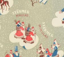 cca 1930 Stühmer Mikulás art deco stílusú édesség csomagolópapír, hajtásnyommal, jó állapotban, 35×4...