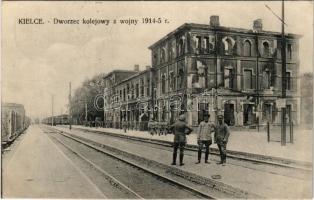 1916 Kielce, Dworzec kolejowy z wojny 1914-15 r. / WWI railway station during the war + "K.u.K. Heeresbahnstation Granica"