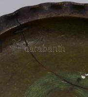 2 db Tepsi. Somogy. XIX: sz. mázas cserép, kézzel festett, sérültek d: 29 cm, 37 cm