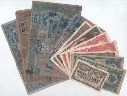 1902-1920.14db-os korona bankjegy tétel, közte rossz állapotú 1918. 10.000K T:VF-G