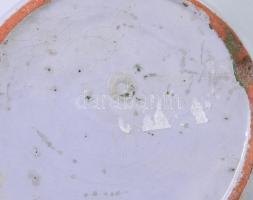 Antik kékmázas kancsó, sérüléssel, m: 14 cm