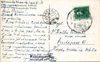 1938 Krasznahorkaváralja, Krásnohorské Podhradie; vár / castle + "1938 Kassa visszatért" S...