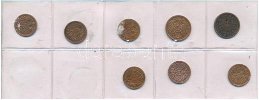 Német Birodalom 1897A - 1914J (6xklf) 1pf bronz + 1876G - 1913E (2xklf) 2pf bronz T:XF-VF patina
Ge...