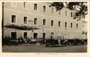 Budva, Budua; Hotel u. Pension Mogren / hotel, restaurant and café, terrace, automobiles