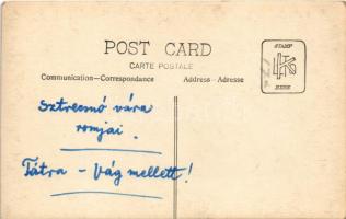 Sztrecsnó, Sztrecsény, Strecno (Ruttka, Vrútky); Strecsnó vár romja a Vág mellett / castle ruins wit...