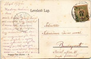 1906 Debrecen, pályaudvar belső része, vasútállomás, gőzmozdony, vonat. Pongrácz Géza kiadása (fl)