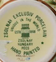 Zsolnay virágmintás áttört peremű kaspó. Jelzett, hibátlan, m: 10 cm