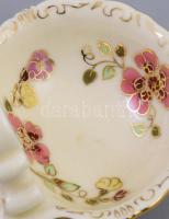 Zsolnay virágmintás sóborskínáló, jelzett, hibátlan, h: 13 cm