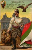 Sofia, Sophia, Sofiya; V. Assembly of Heroes 27-29 June 1910. Bulgarian patriotic propaganda with flag and lion. litho (EK)