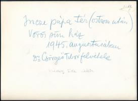 1945 Budapest, a Vörös Sün ház a Incze pápa téren közvetlenül az ostrom után, az épület bal oldalán ...