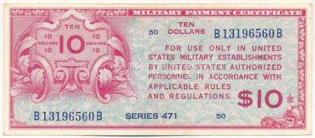 Amerikai Egyesült Államok / Katonai kiadás 1947. 10$ "471." sorozat T:F erős papír / USA / Military Payment Certificate 1947. 10 Dollars "471." series C:F strong paper Krause P#M14