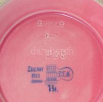 cca 1890, Zsolnay kaspó pink alapon magyaros ornamentikával. Magastüzű mázakkal fedett kőcserép. Jel...