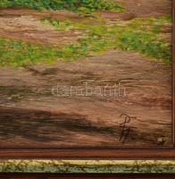 Pataky Tamás (1951): Házak. Olaj, farost. jelzett, Dekoratív fa keretben. 18x18 cm