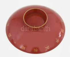 1928 Japán lakkműves katonai szakés csésze, "Különleges katonai gyakorlat" kis karccal, d:...