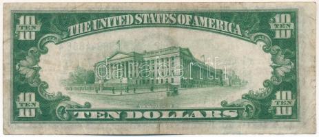 Amerikai Egyesült Államok 1935-1945 (1934A) 10$ "Silver Certificate" kisméretű, sárga pecs...