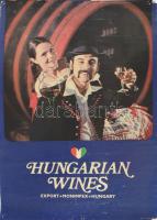 cca 1980 Hungarian Wines, magyar borokat népszerűsítő plakát. Ofszet, papír. Offset és J. Nyomda, Bp. Gyűrött. Lap sarkaiban kisebb sérüléssel. 68x47,5 cm.