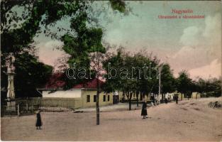 Nagysalló, Tekovské Luzany, Tekovské Sarluhy; utca részlet, városháza. Fray cég kiadása / street view, town hall