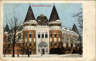 1914 Máramarossziget, Sighetu Marmatiei; Közművelődési palota télen. Wizner és Dávid kiadása / palace of culture in winter (EK)