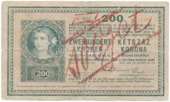 1918. 200K "1032" sima hátlappal T:VG szakadás, több kisebb-nagyobb firka Adamo K31/2