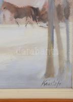 Kristófi János (1925-2014): Nagyvárad télen. Olaj, karton, jjl.: Kristófi. 50x70 cm. Fakeretben / Já...