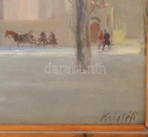Kristófi János (1925-2014): Téli Nagyvárad. Olaj, karton, jjl.: Kristófi. 50x70 cm. Hátoldalán román...