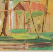 Kristófi János (1925-2014): Sétálók. Olaj, karton, jjl.: Kristófi. 34x48 cm. Fakeretben