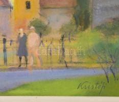 Kristófi János (1925-2014): Budai Szt. Ferenc templom. Vegyes technika, karton, jjl.: Kristófi. 35x5...