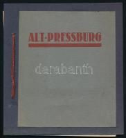 1926 Alt Pressburg (Pozsony, Felvidék), K. Frech 50 db tollrajza, nyomat, egyenként beragasztva, korabeli korabeli kartonban, az eredeti borítók felhasználásával, jó állapotban