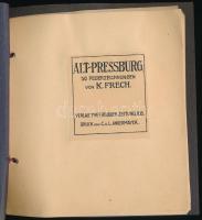1926 Alt Pressburg (Pozsony, Felvidék), K. Frech 50 db tollrajza, nyomat, egyenként beragasztva, kor...