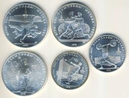Szovjetunió 1979. 5R Ag 2klf db + 10R Ag 3klf db "Olimpia" szettben T:1 Eredeti díszdobozb...