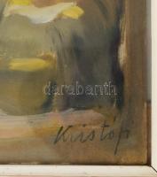 Kristófi János (1925-2014): Tere-fere. Olaj, farost, jjl.: Kristófi. 28x20 cm. Fakeretben