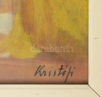 Kristófi János (1925-2014): Festő és modell. Olaj, farost, jjl.: Kristófi. 28x20 cm. Üvegezett faker...