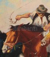 Pettei jelzéssel: Csikós. Olaj, vászon, kissé sérült keretben, vásznon kis séróülésekkel 60x80 cm