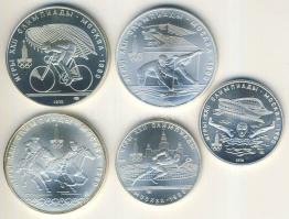 Szovjetunió 1978. 5R Ag 2klf db + 10R Ag 3klf db "Olimpia" szettben T:1 Eredeti díszdobozb...