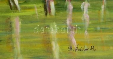 Göldnerné Ádám Mária (-): Nyírfák az ártérben. Olaj, farost, 50×70 cm